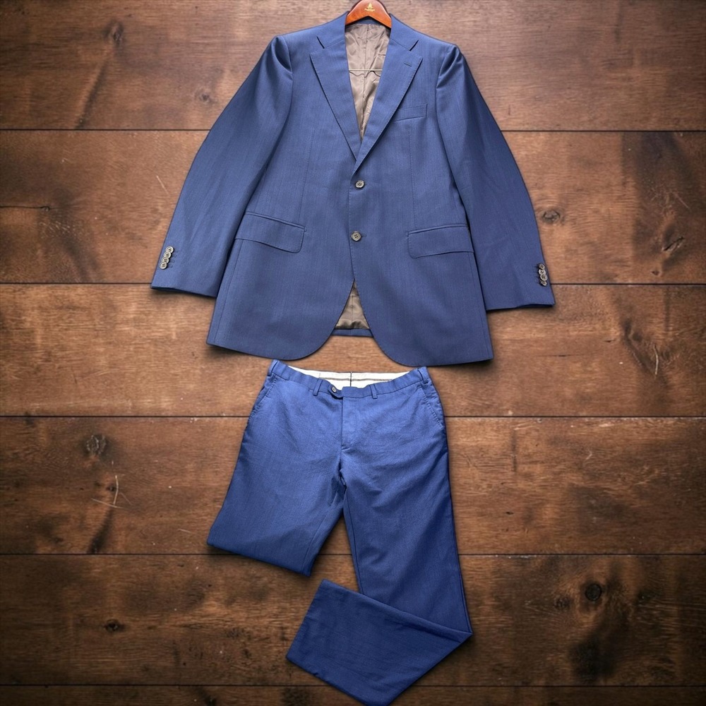 Suitsupply Lazio Mens Blue 100% Wool Super 110s Suit Surgeon Cuffs 42L W34x L31